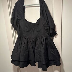 Selkie Black Puff Sleeve Blouse
